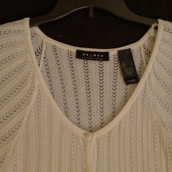 Axcess Womens Sweater Beige Size Small Cotton Blend Button Closure Short Sleeve - Picture 9 of 12